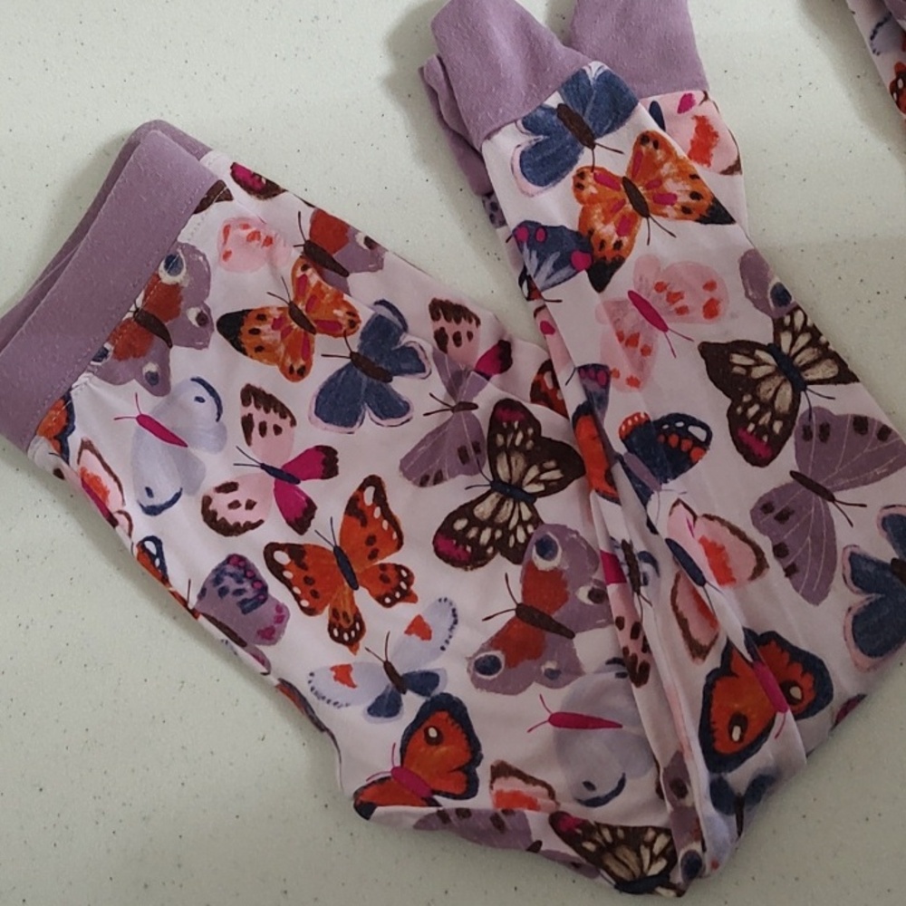 Little Sleepies Butterfly Print Kids Set- Purple and Orange - Picture 5 of 8